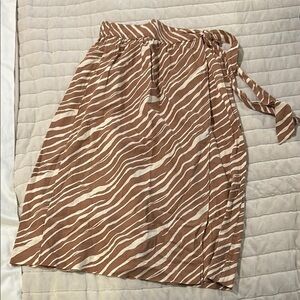 A New Day Brown and White Midi Skirt with wrap detail